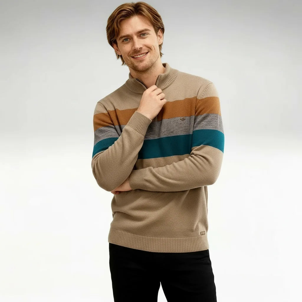 Millfield Colourblock Half‑Zip Jumper