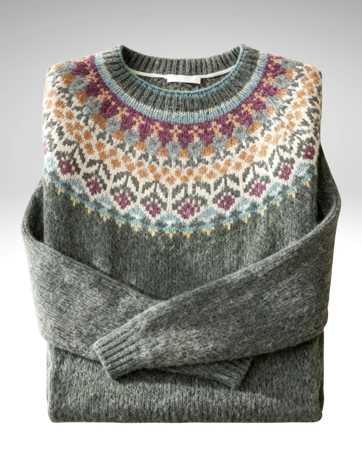Millfield Moorland Yoke Jumper — Moss Green Multicolour