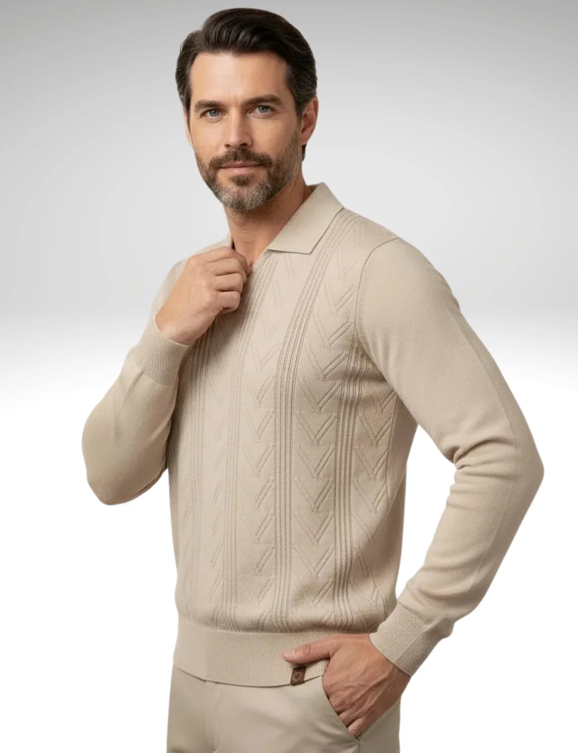 Millfield Chevron Polo‑Knit Jumper