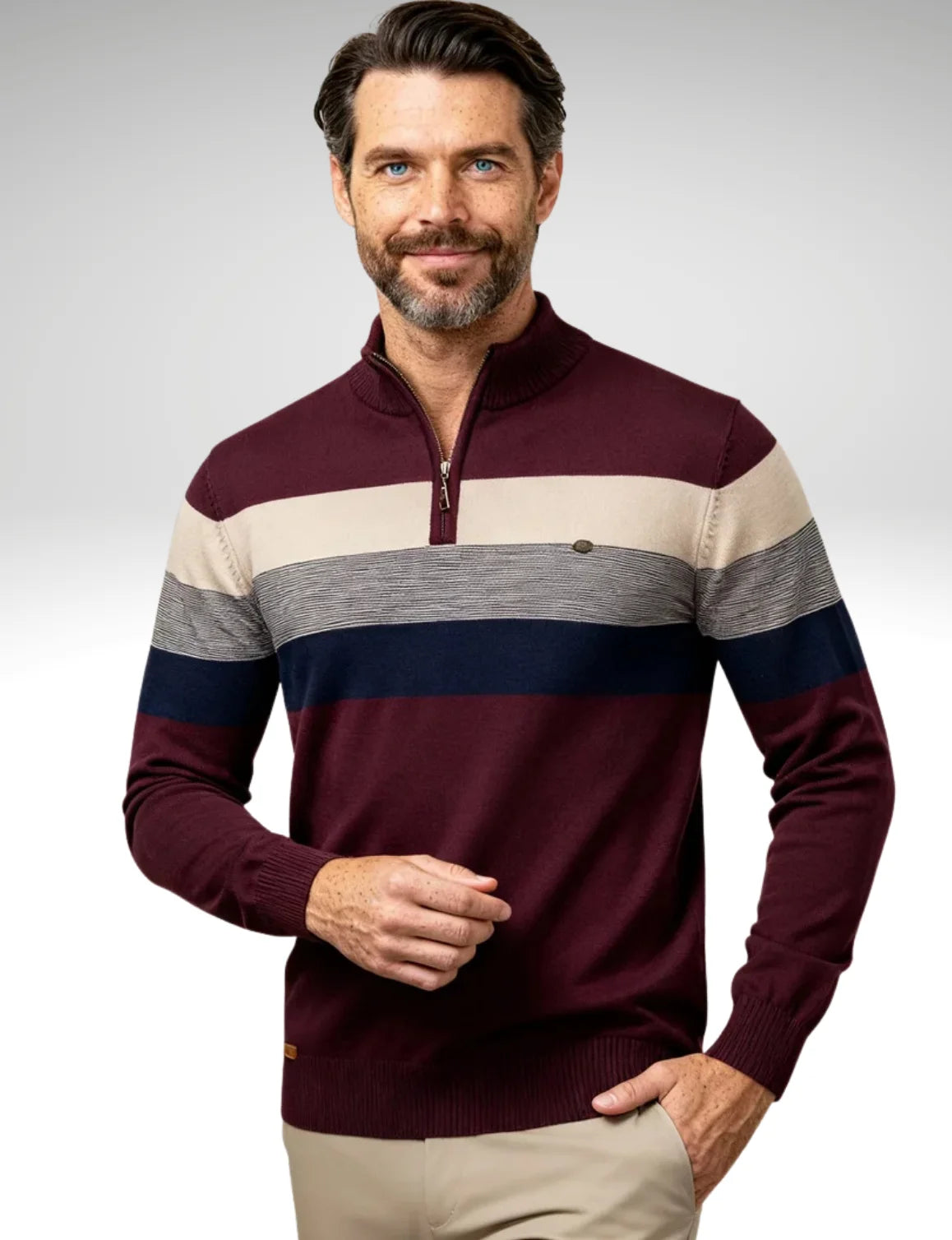 Millfield Colourblock Half‑Zip Jumper