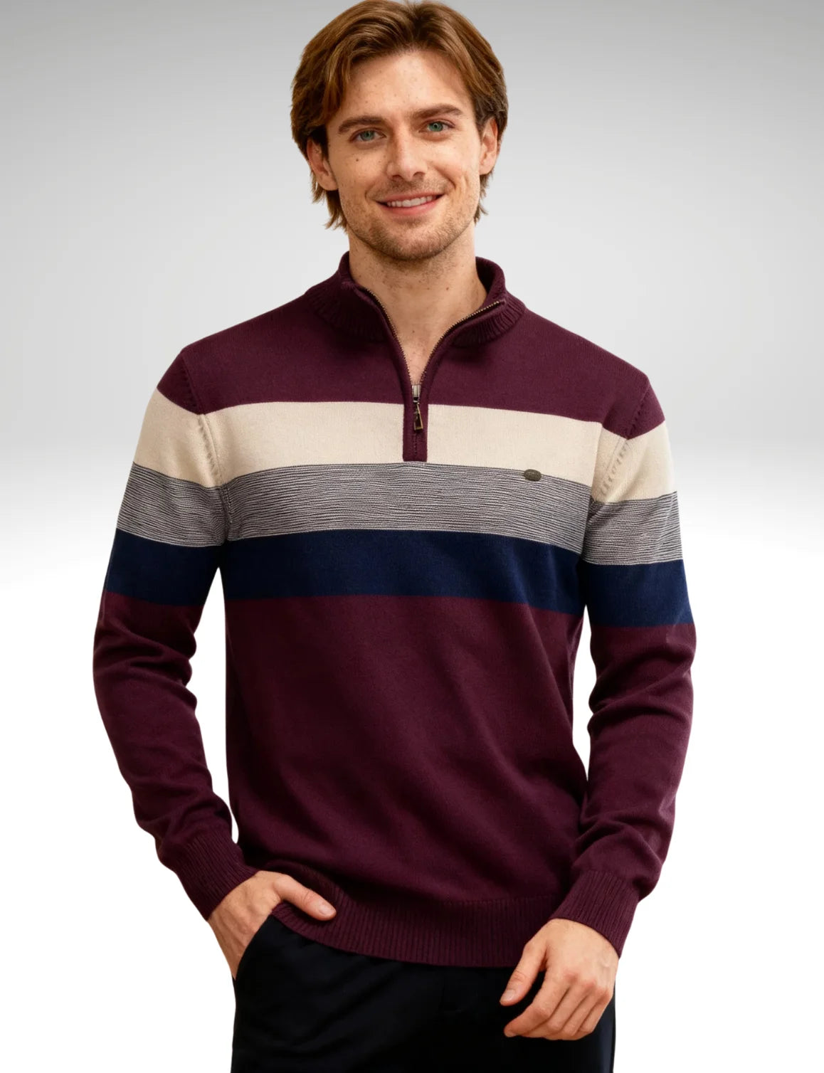 Millfield Colourblock Half‑Zip Jumper