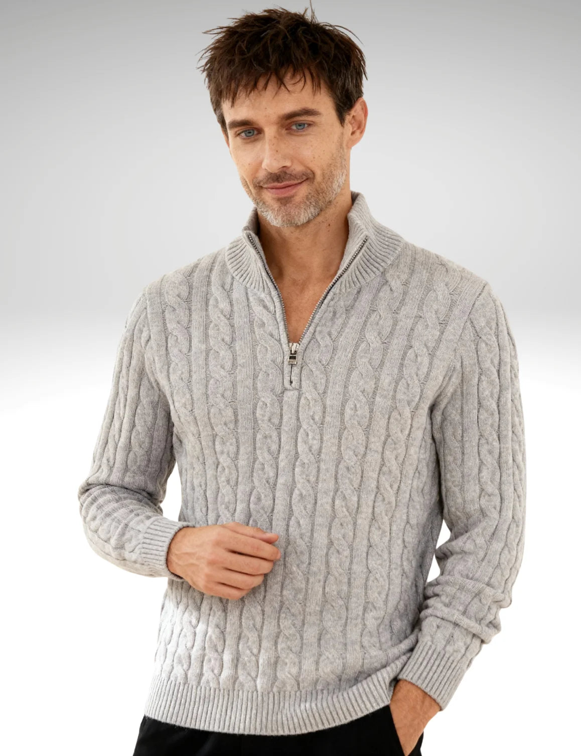 Millfield Cable Half‑Zip Jumper — Oat Melange