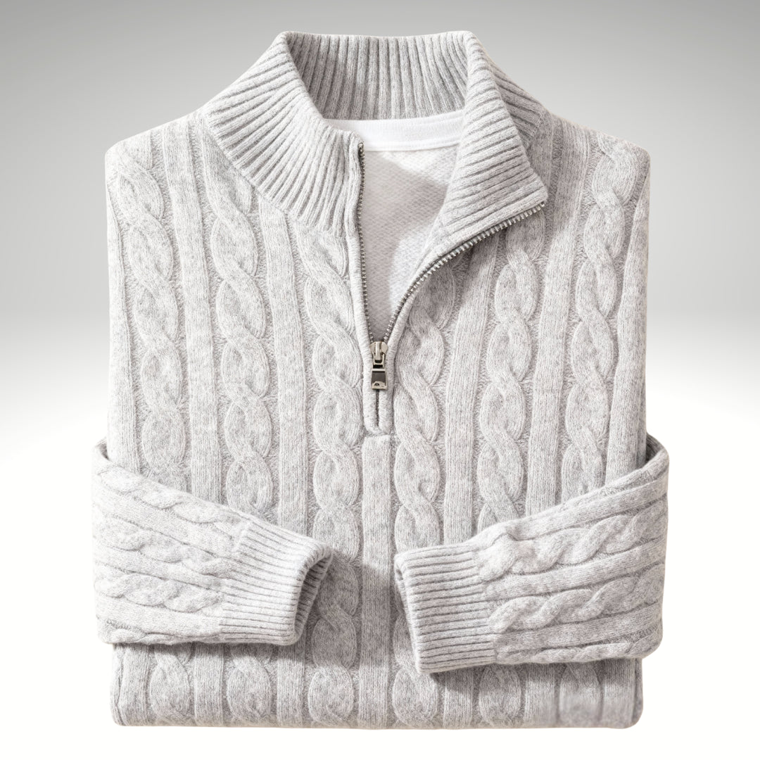 Millfield Cable Half‑Zip Jumper — Oat Melange