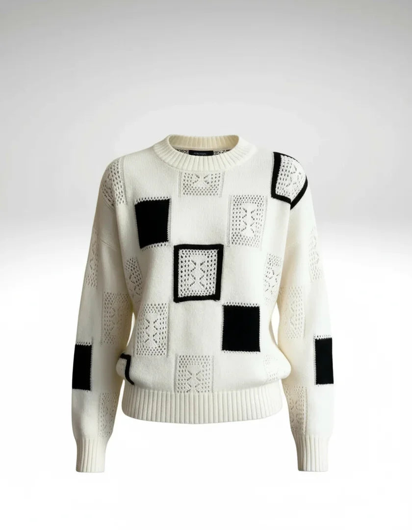 Millfield | Monochrome Patchwork Knit Jumper