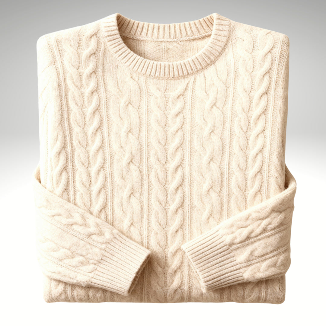 Millfield Cable Crew Jumper — Soft Oat Cream