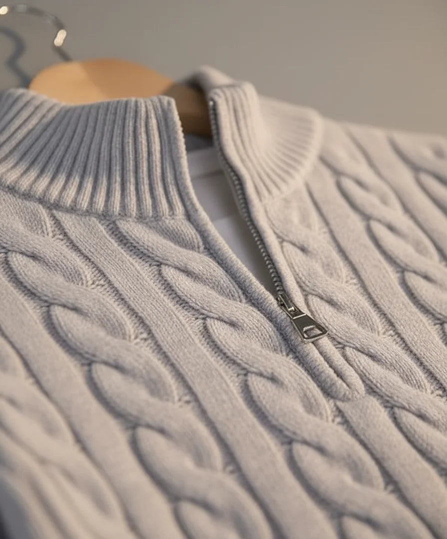 Millfield Cable Half‑Zip Jumper — Oat Melange