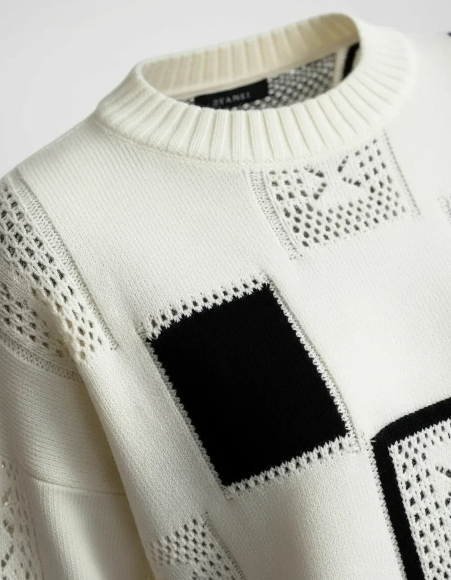 Millfield | Monochrome Patchwork Knit Jumper