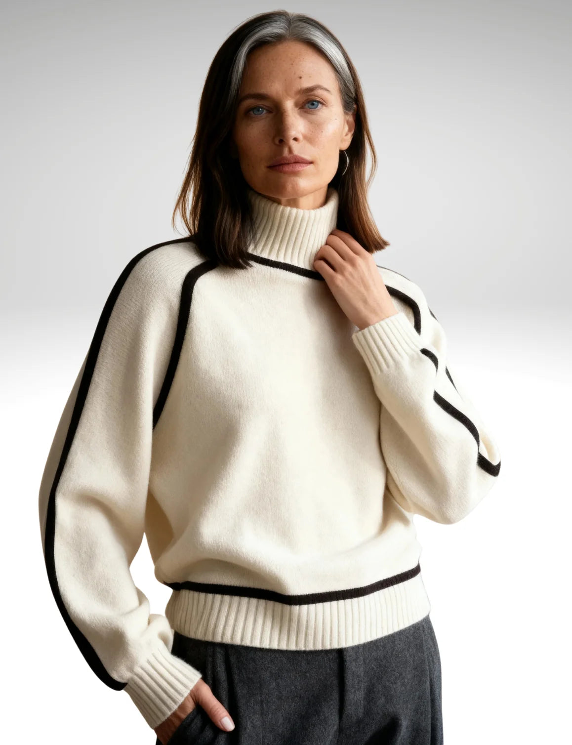 Millfield | Contrast Trim Roll-Neck Jumper