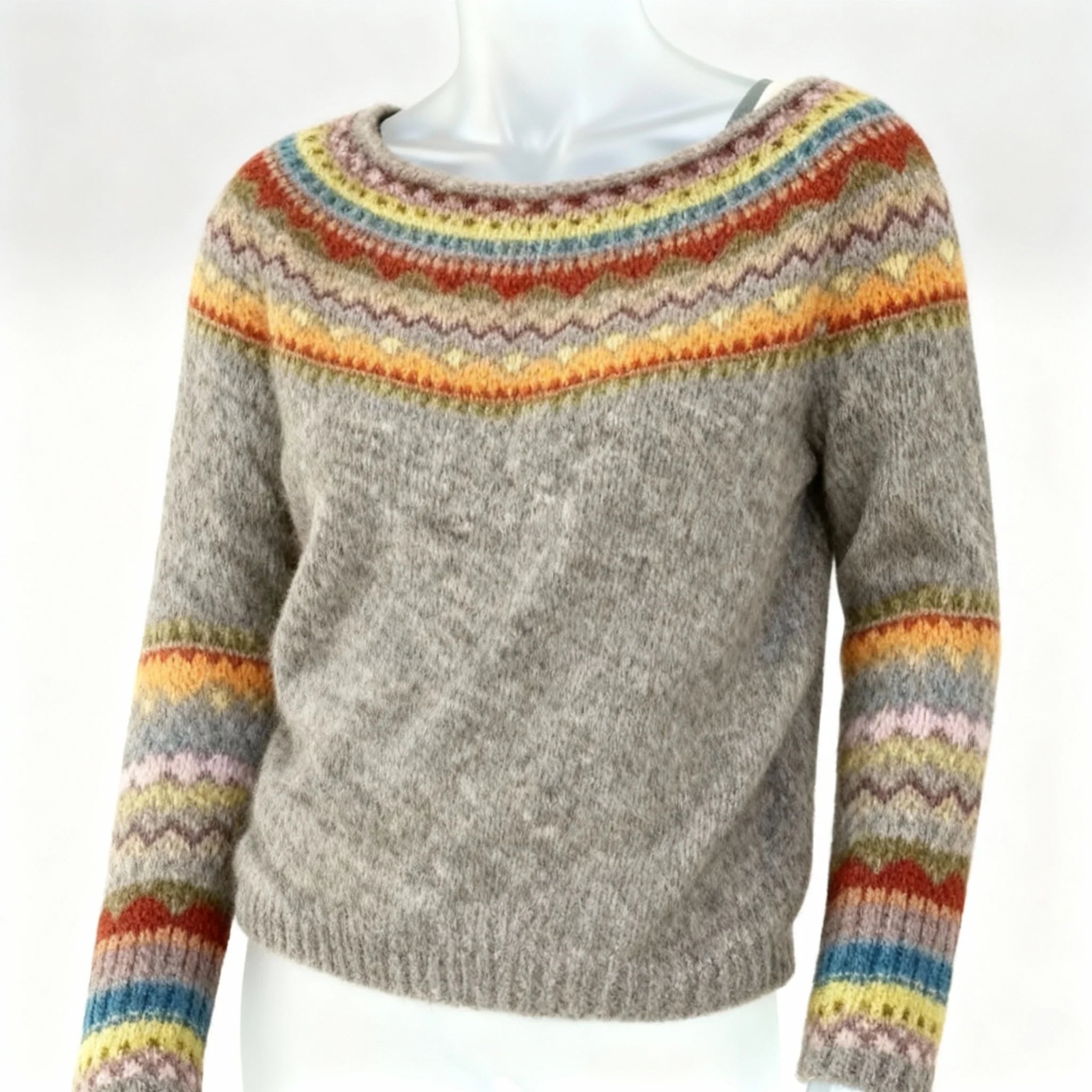 Millfield Heritage Yoke Jumper — Heather Grey Multicolour