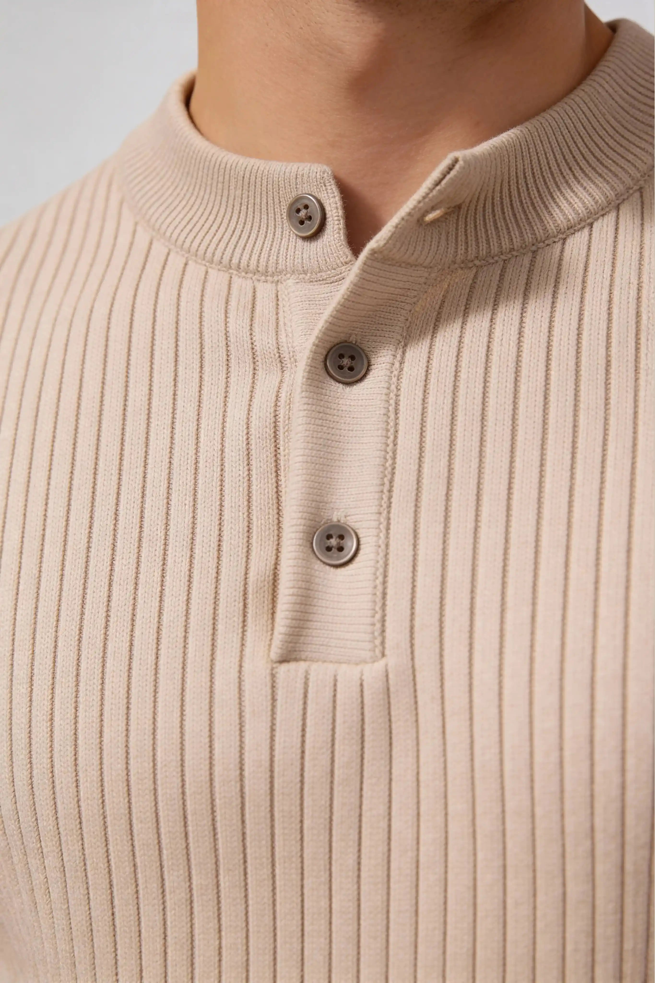 Millfield Stone Ribbed Henley