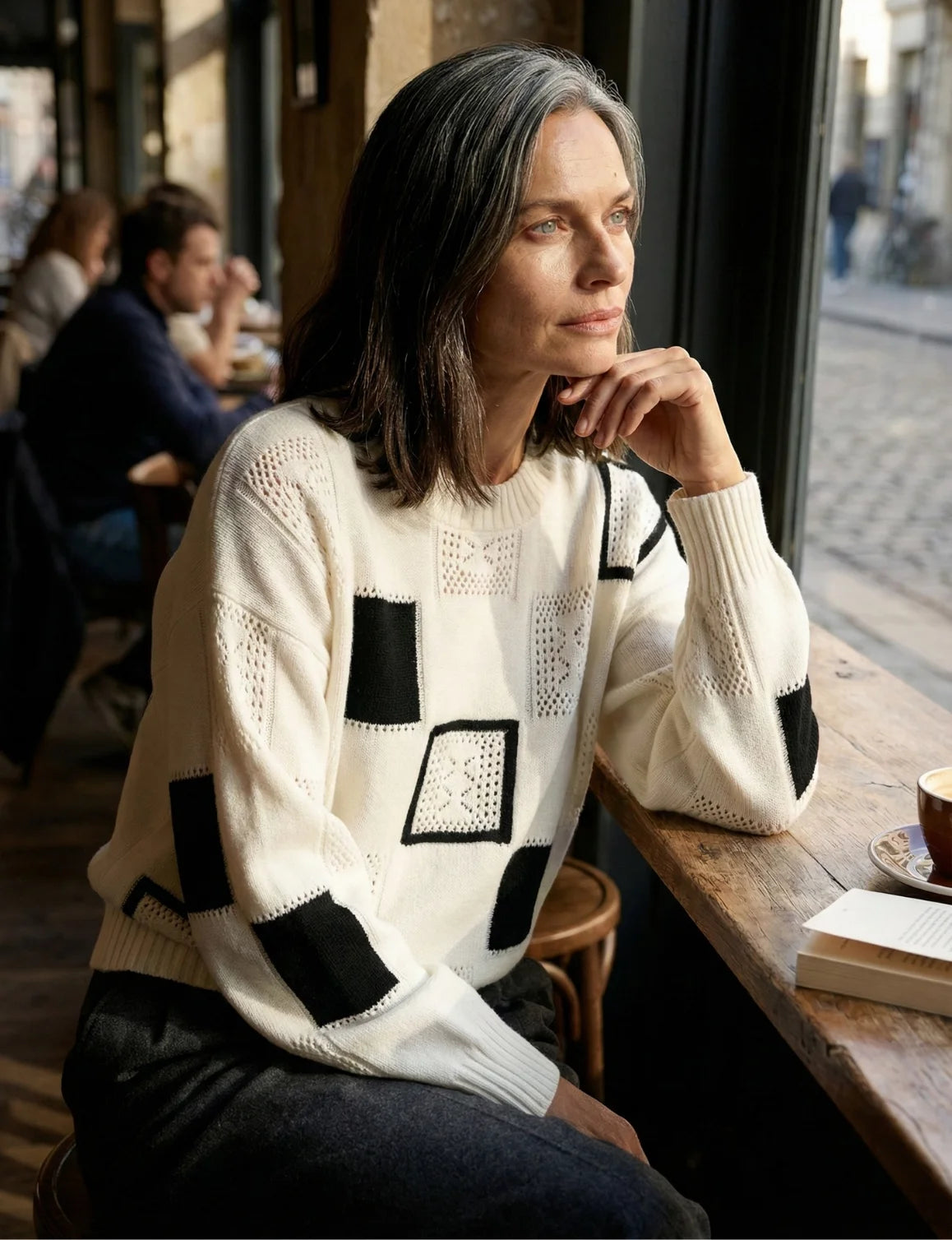 Millfield | Monochrome Patchwork Knit Jumper