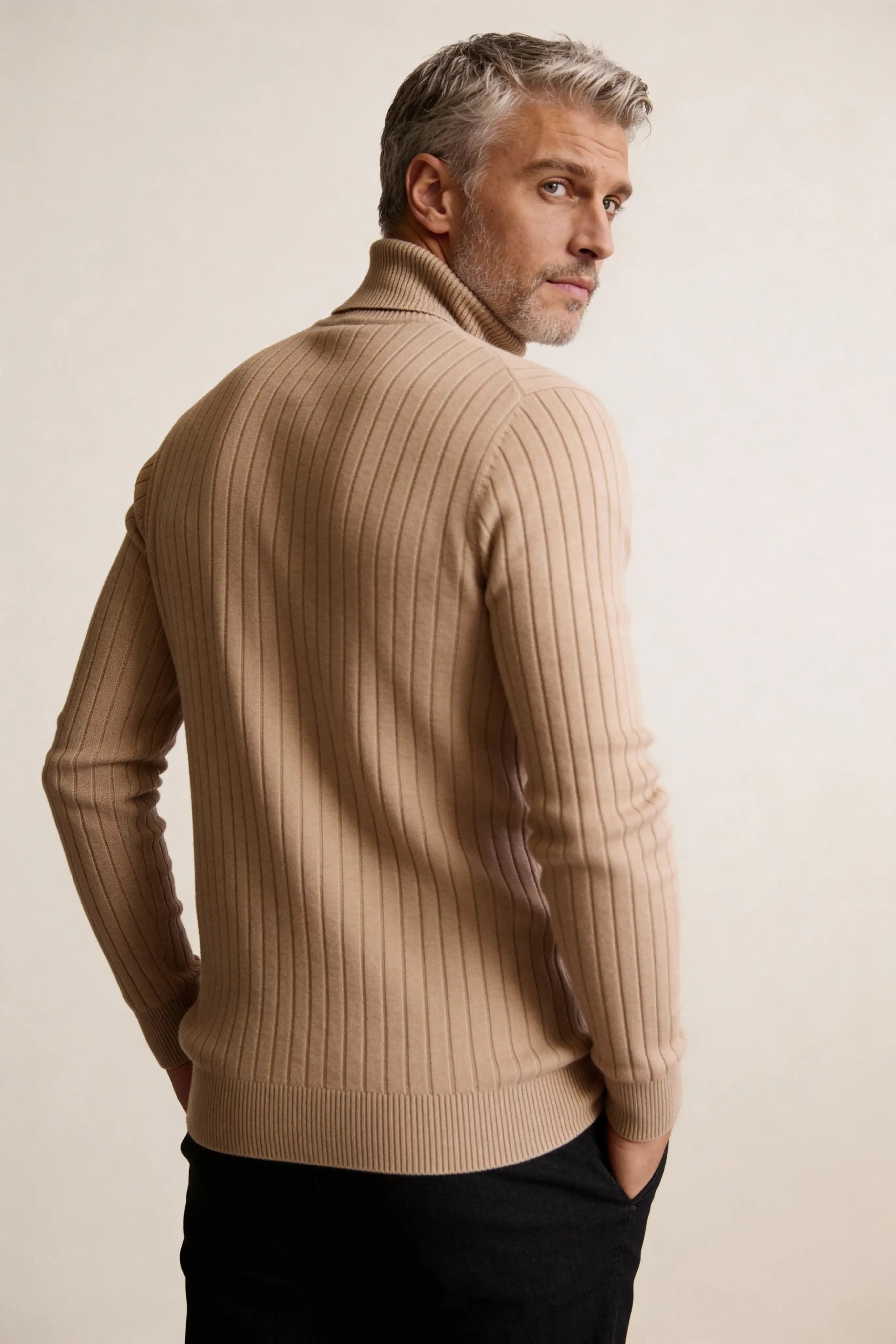 Millfield Stone Roll-Neck Jumper