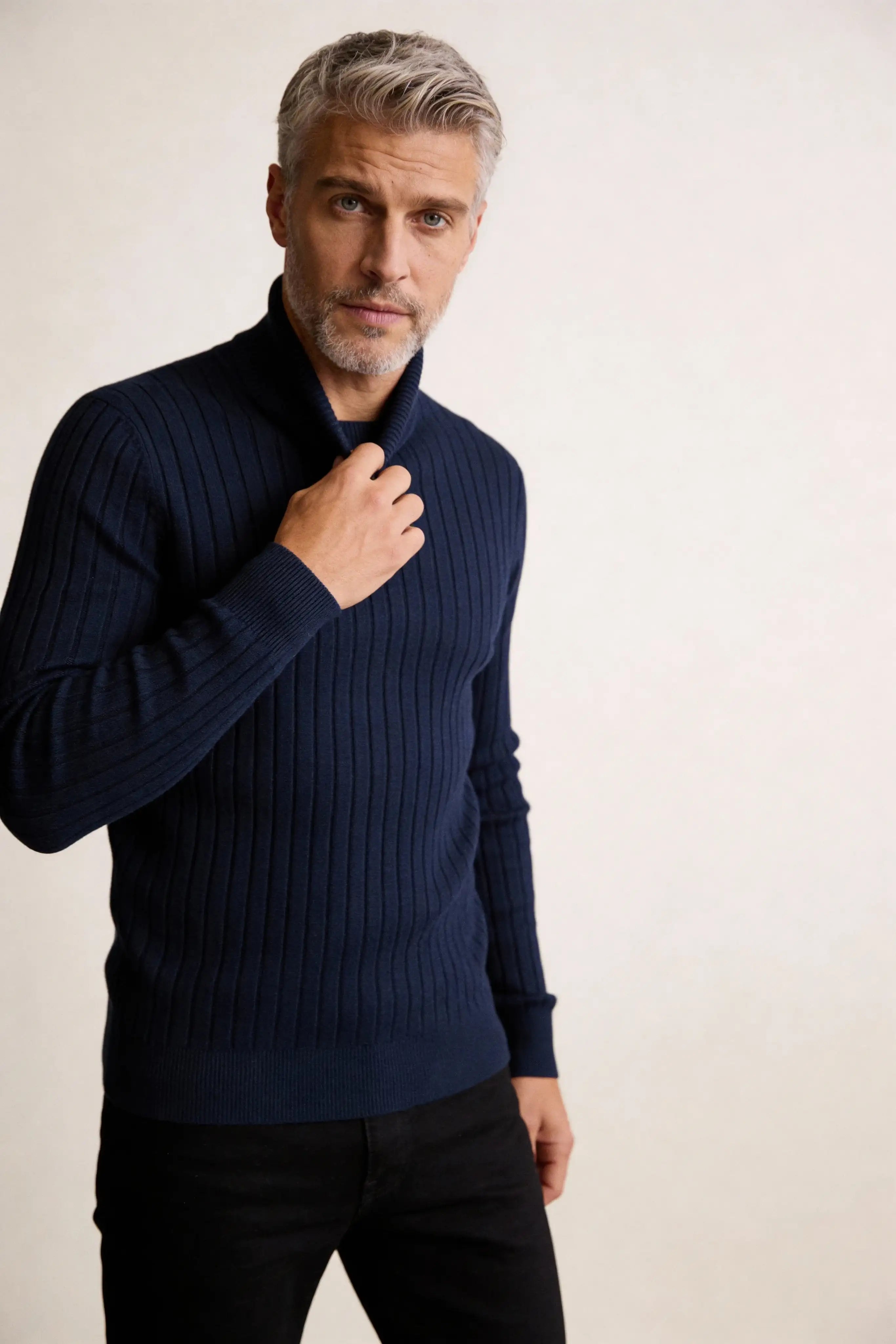 Millfield Stone Roll-Neck Jumper