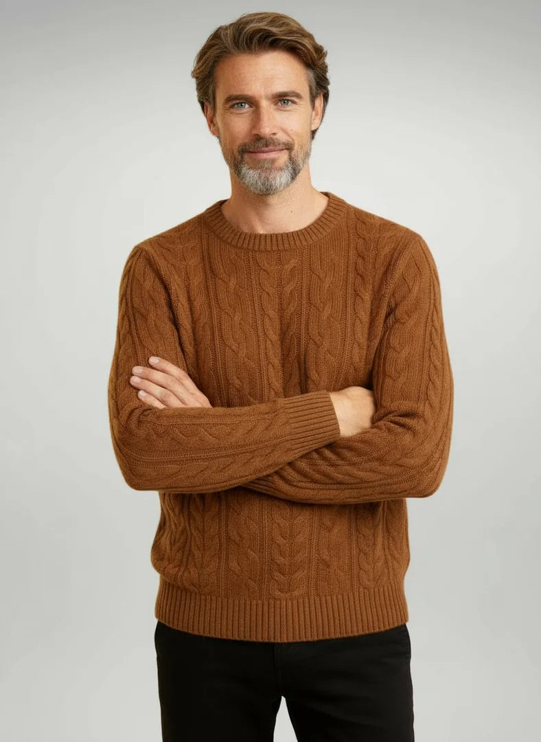 Millfield Cable Crew Jumper — Soft Oat Cream