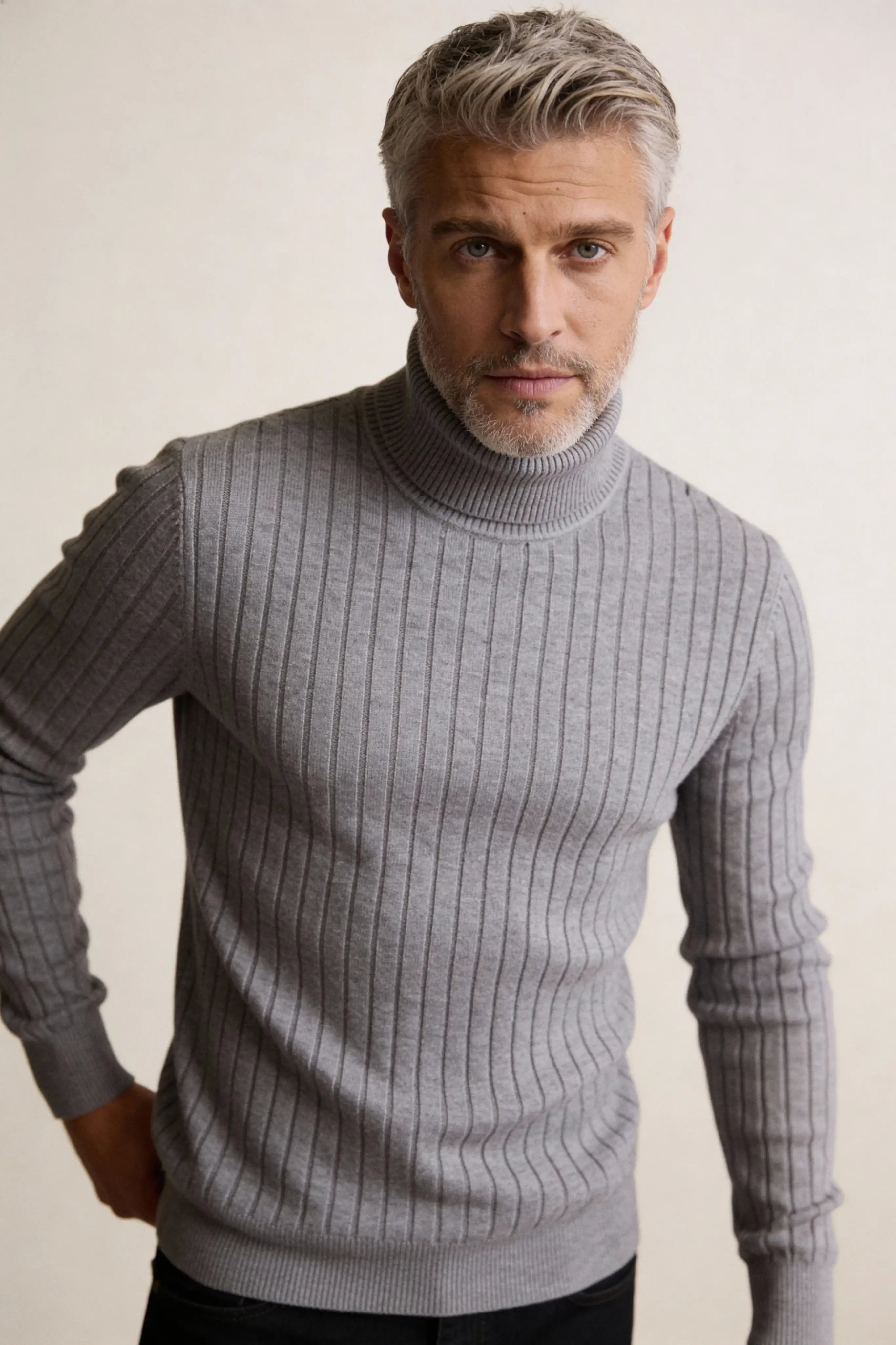 Millfield Stone Roll-Neck Jumper