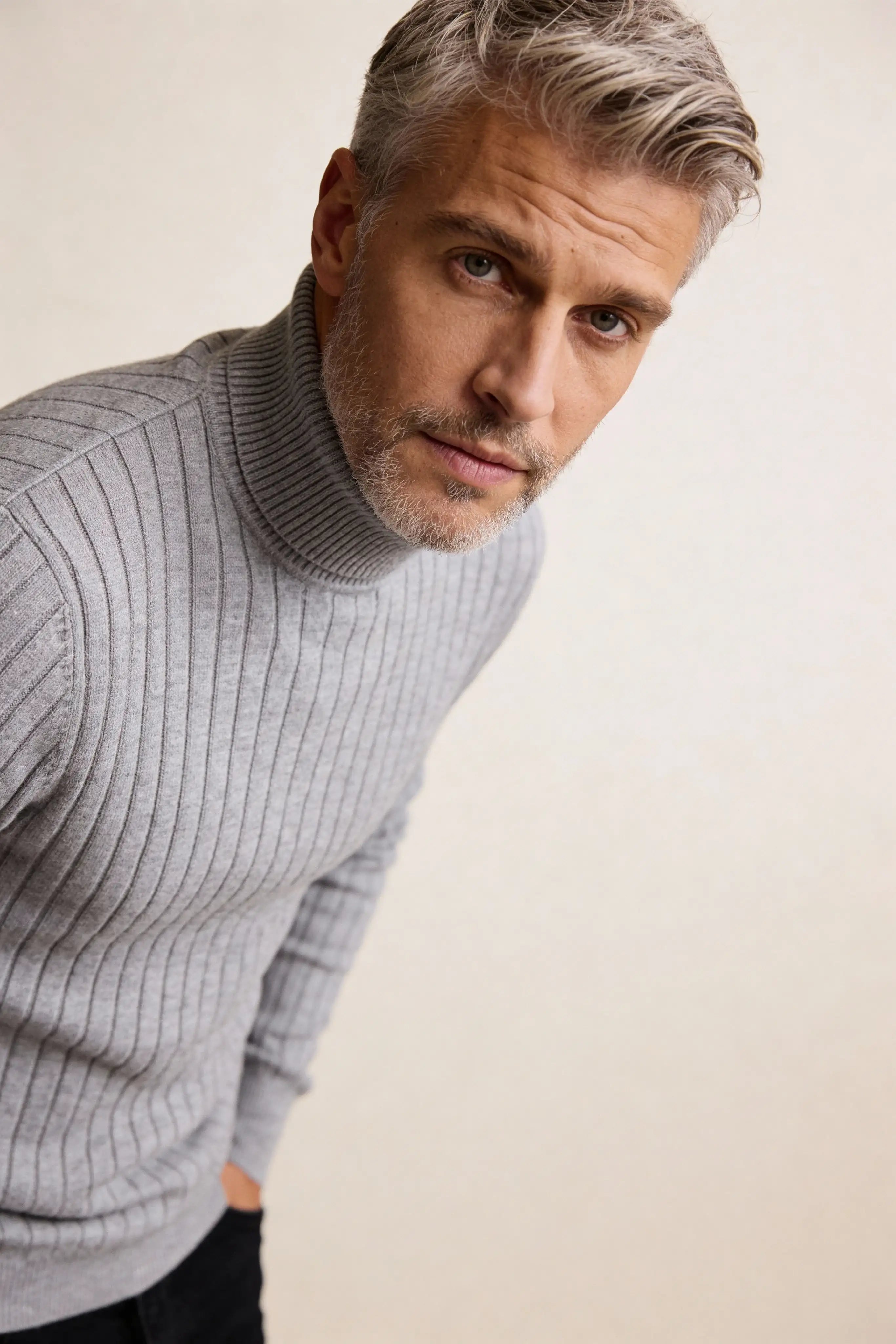 Millfield Stone Roll-Neck Jumper