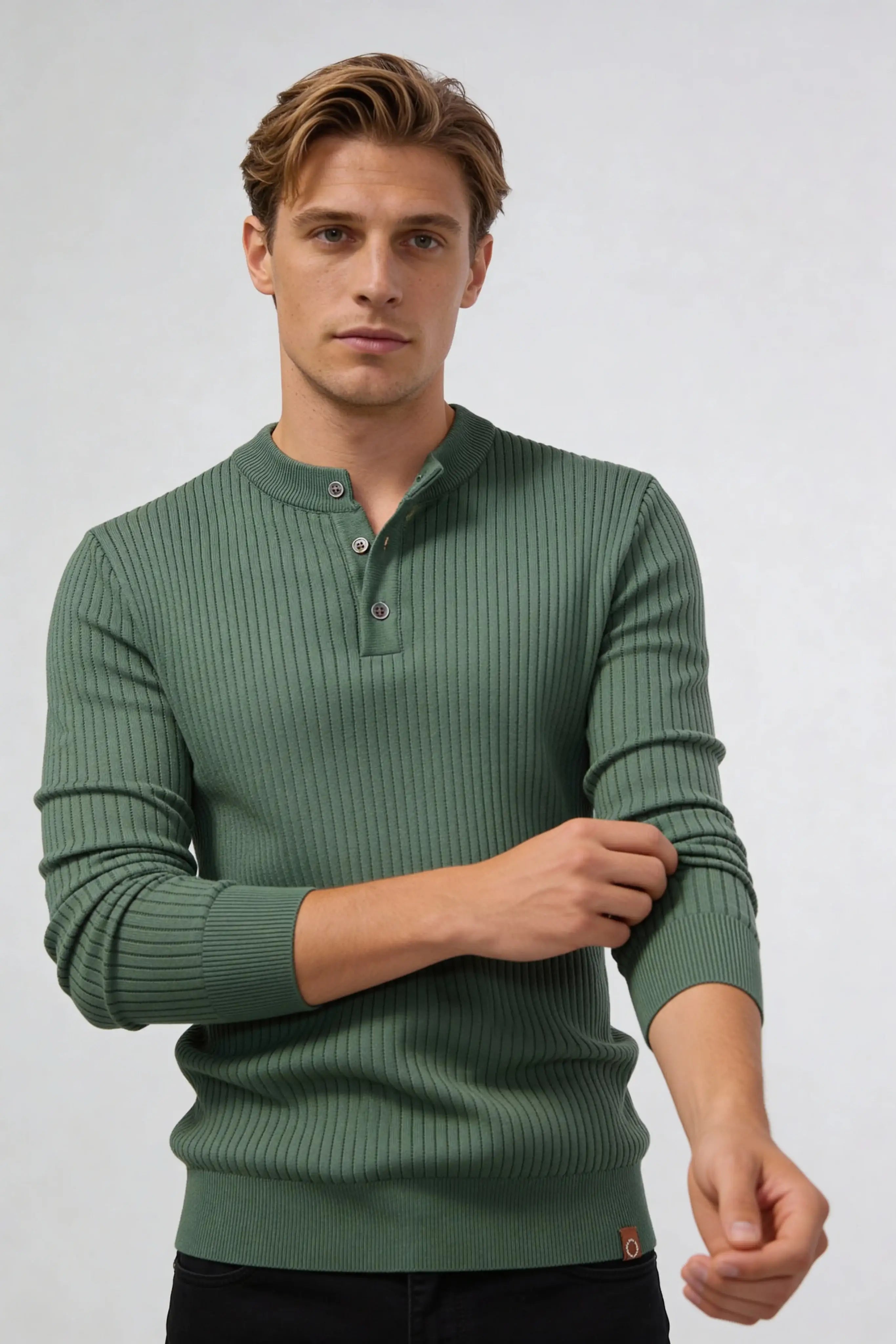 Millfield Stone Ribbed Henley