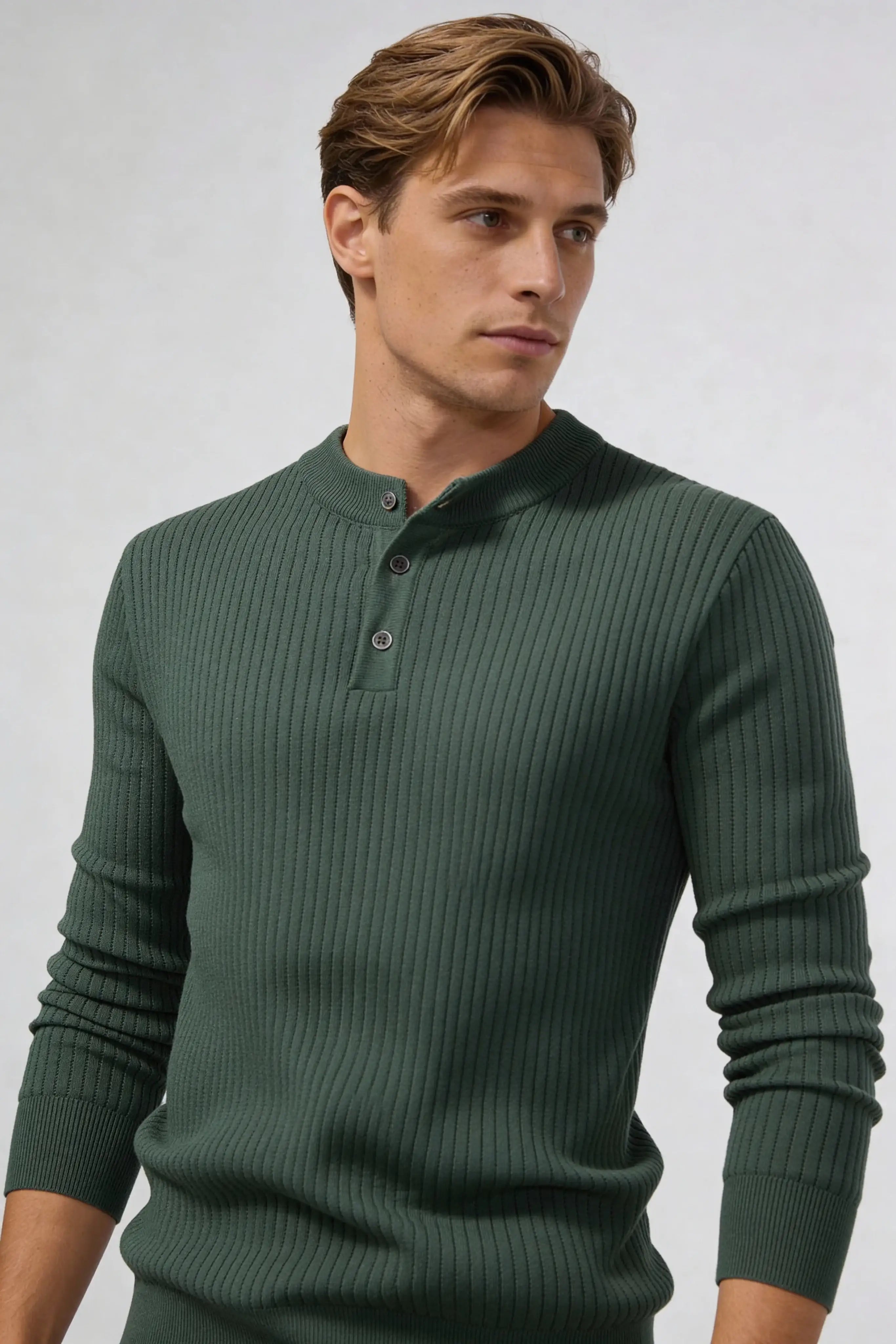 Millfield Stone Ribbed Henley