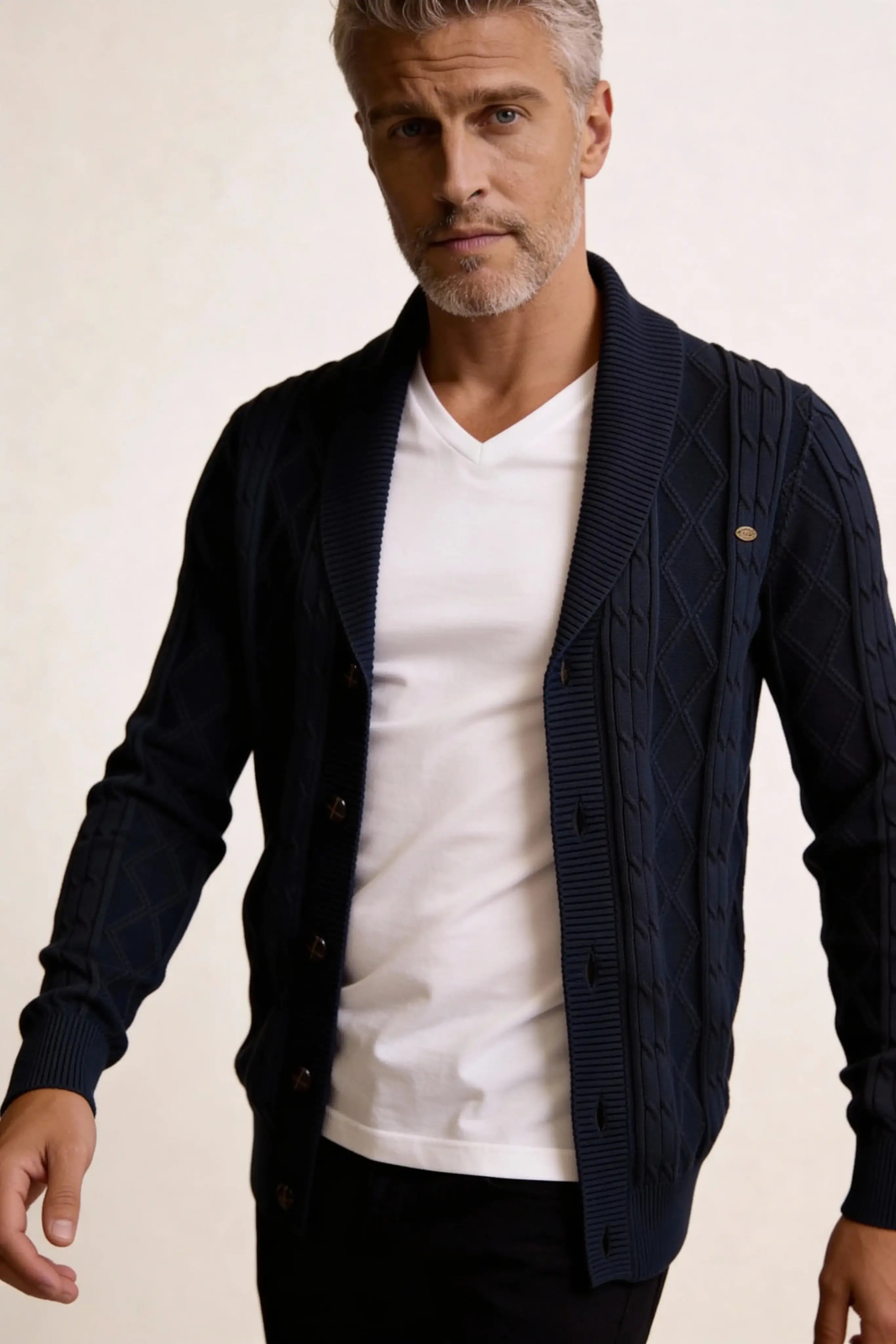 Millfield Oat Diamond Cardigan