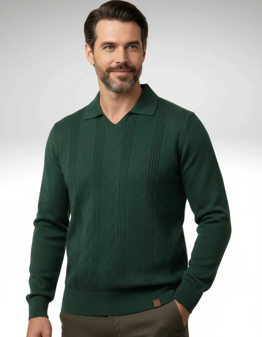 Millfield Chevron Polo‑Knit Jumper