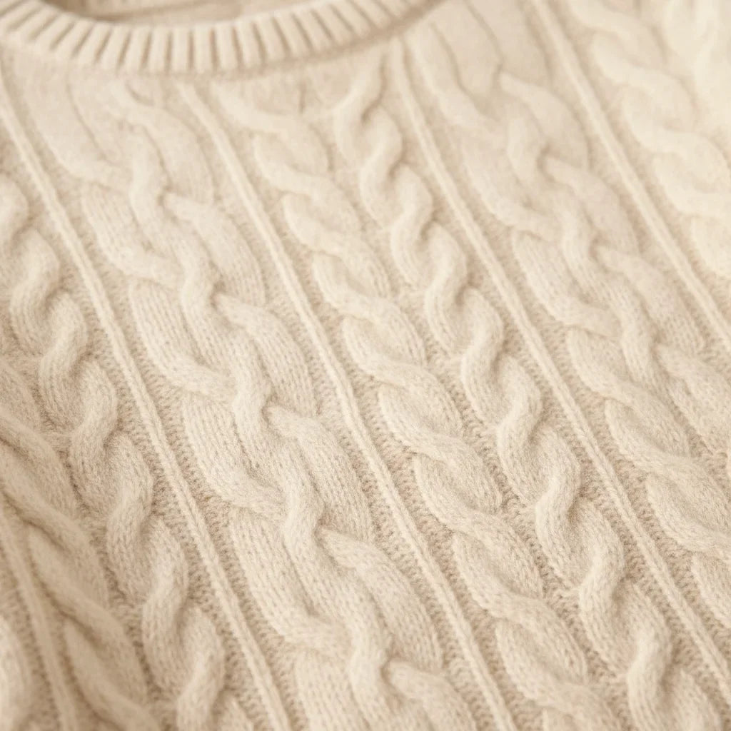 Millfield Cable Crew Jumper — Soft Oat Cream