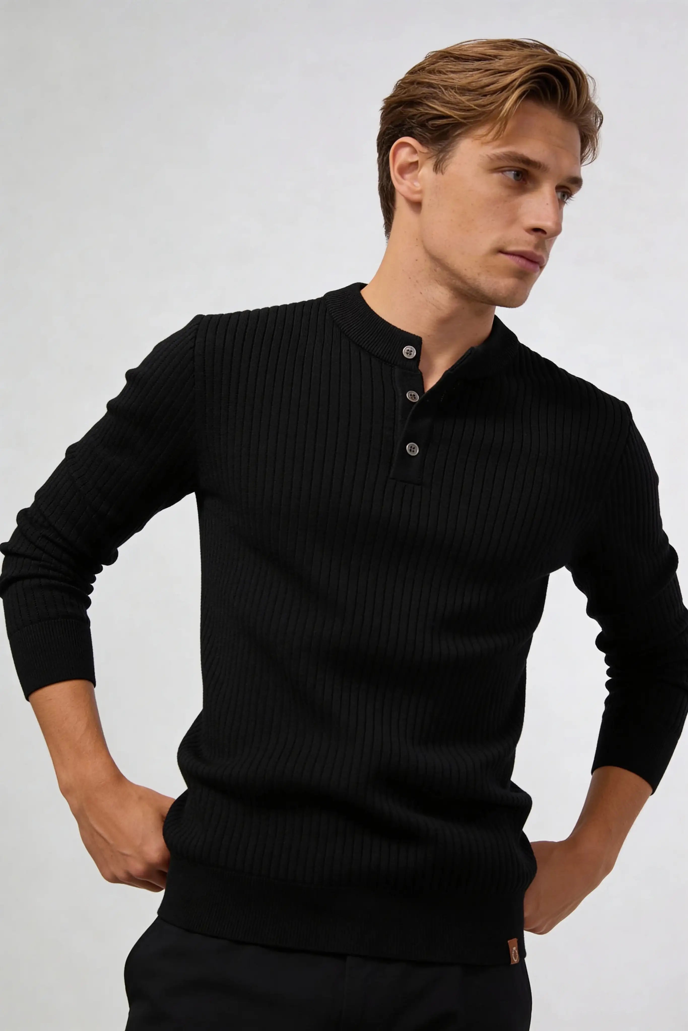 Millfield Stone Ribbed Henley