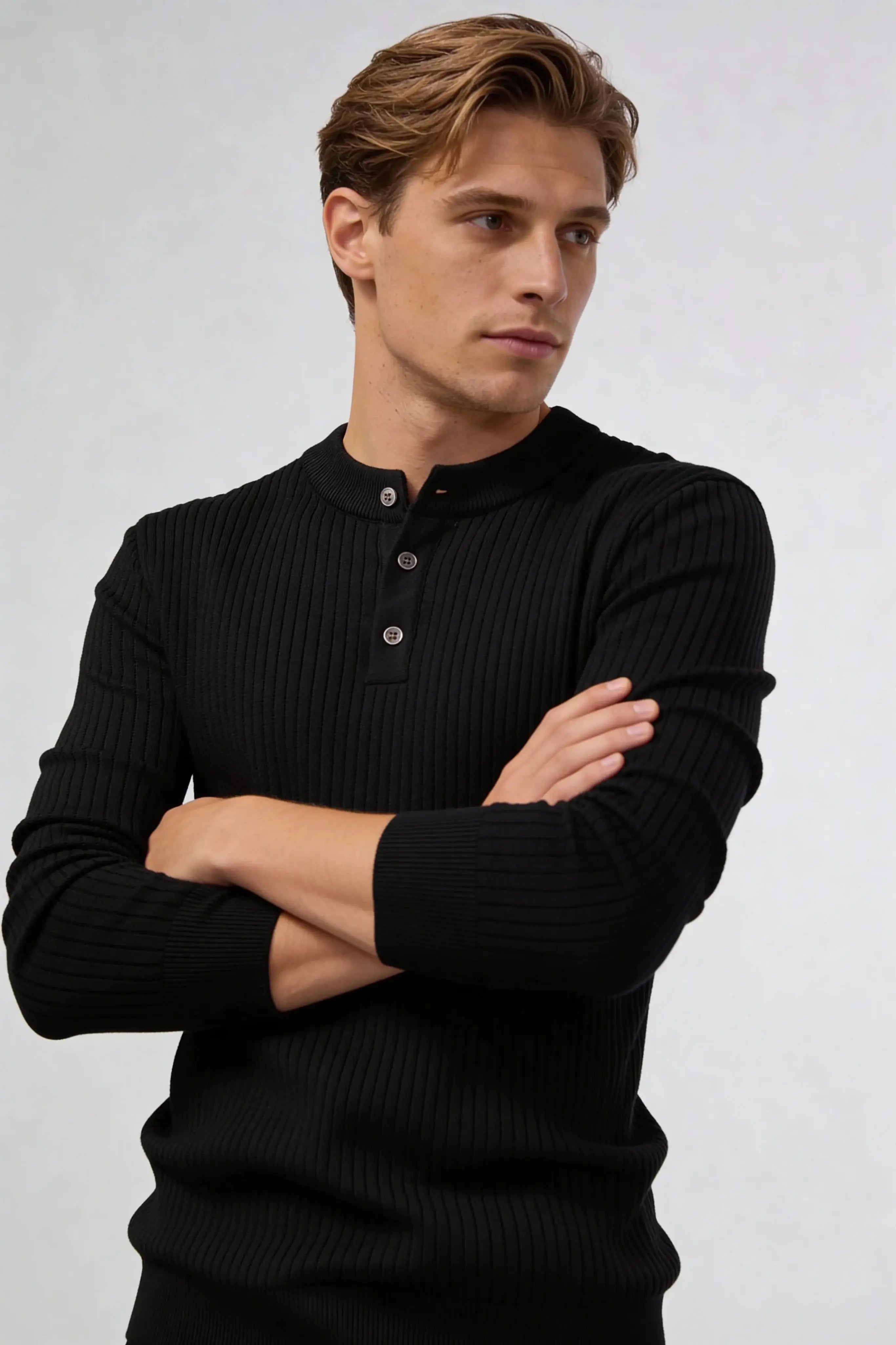 Millfield Stone Ribbed Henley