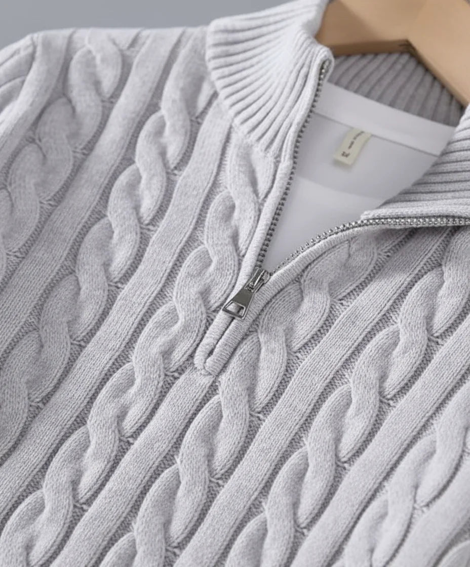 Millfield Cable Half‑Zip Jumper — Oat Melange