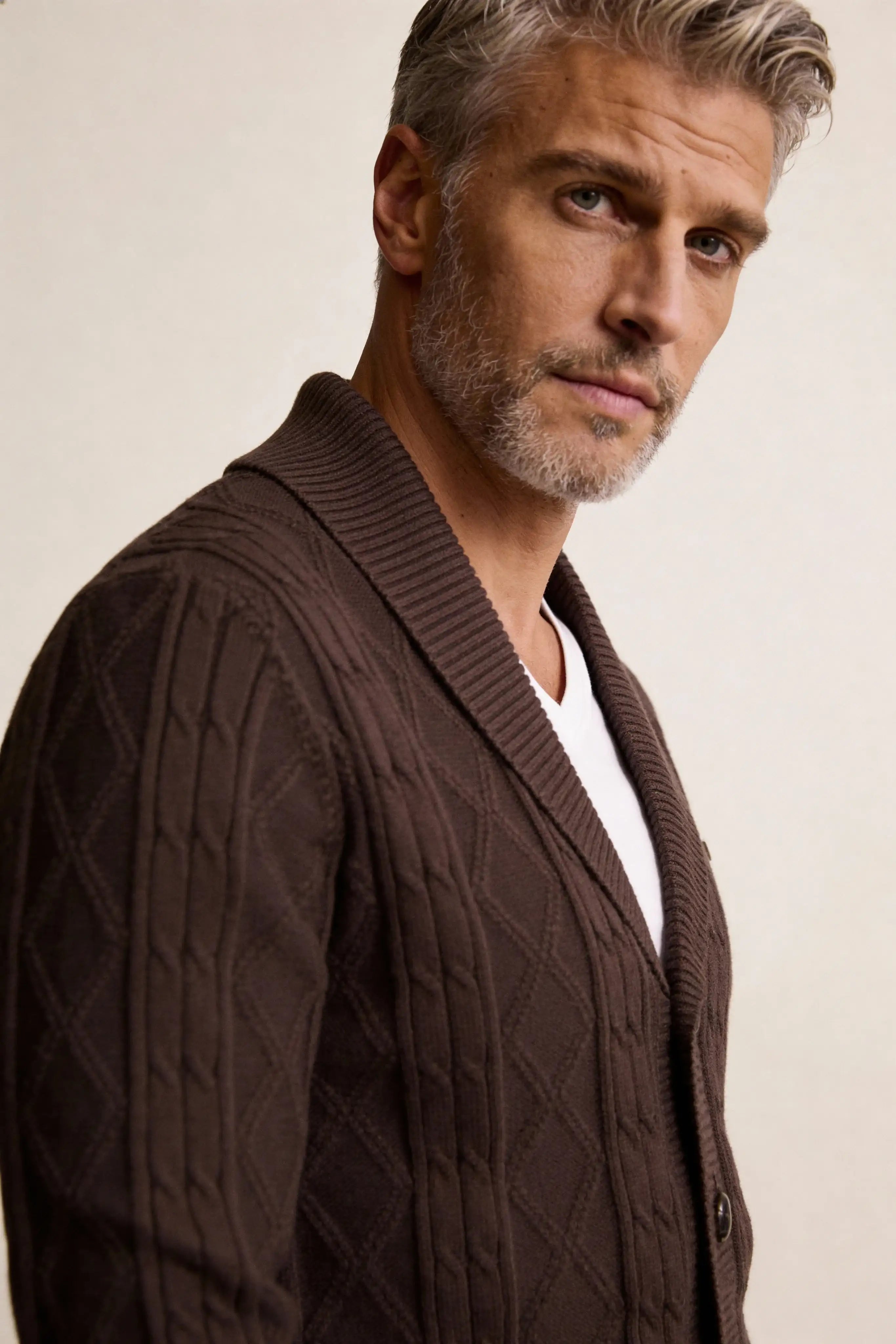 Millfield Oat Diamond Cardigan