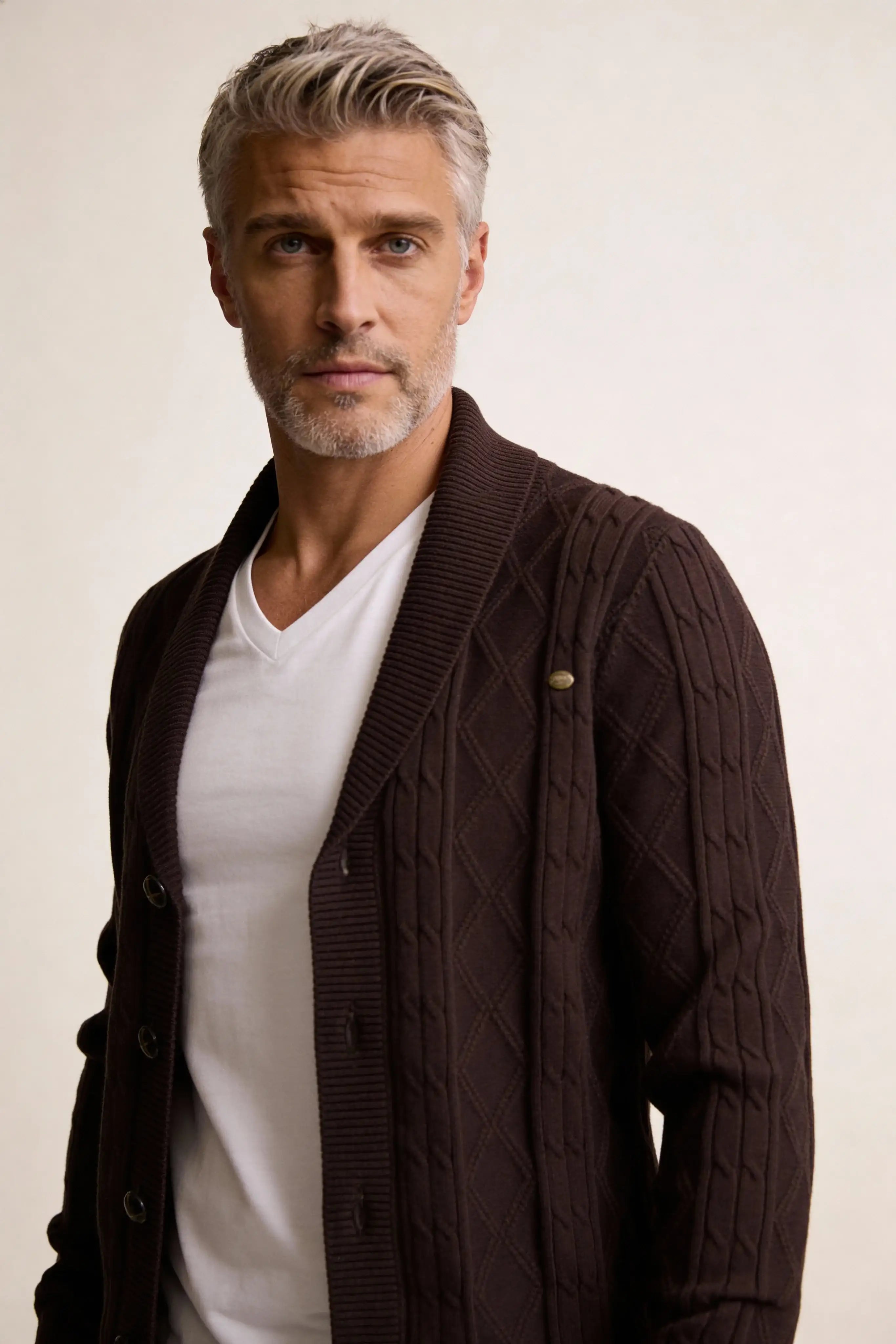 Millfield Oat Diamond Cardigan