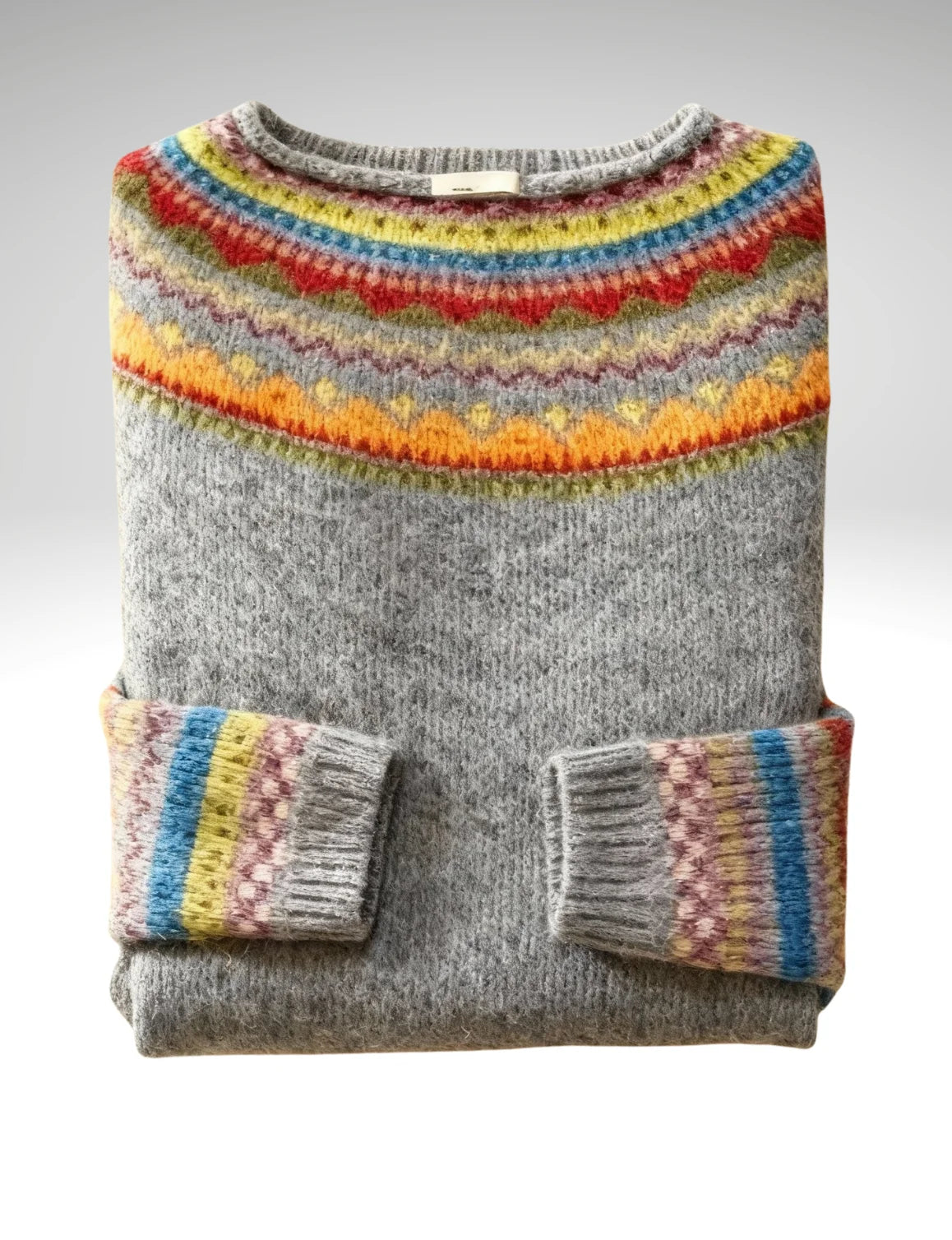 Millfield Heritage Yoke Jumper — Heather Grey Multicolour