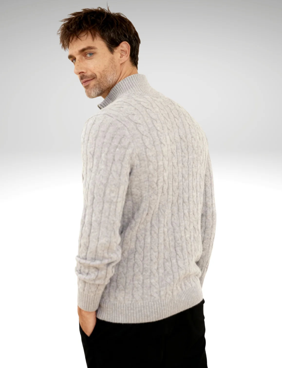 Millfield Cable Half‑Zip Jumper — Oat Melange