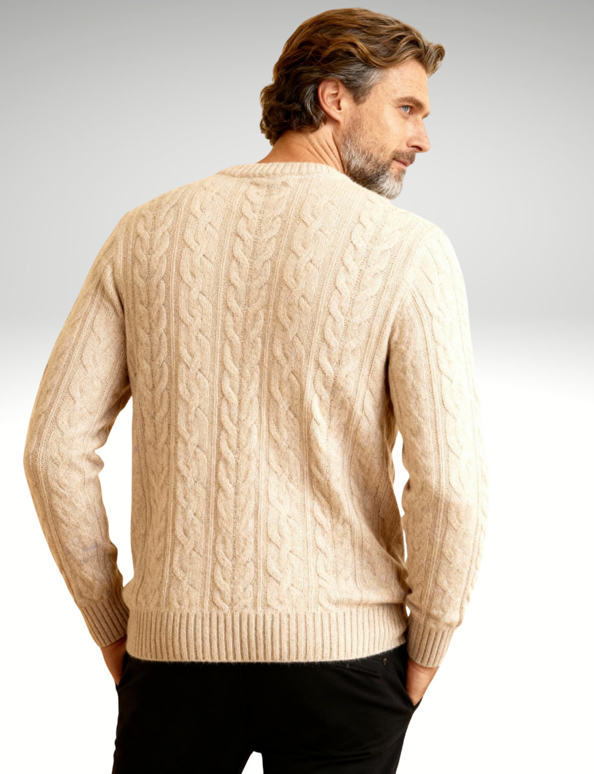 Millfield Cable Crew Jumper — Soft Oat Cream