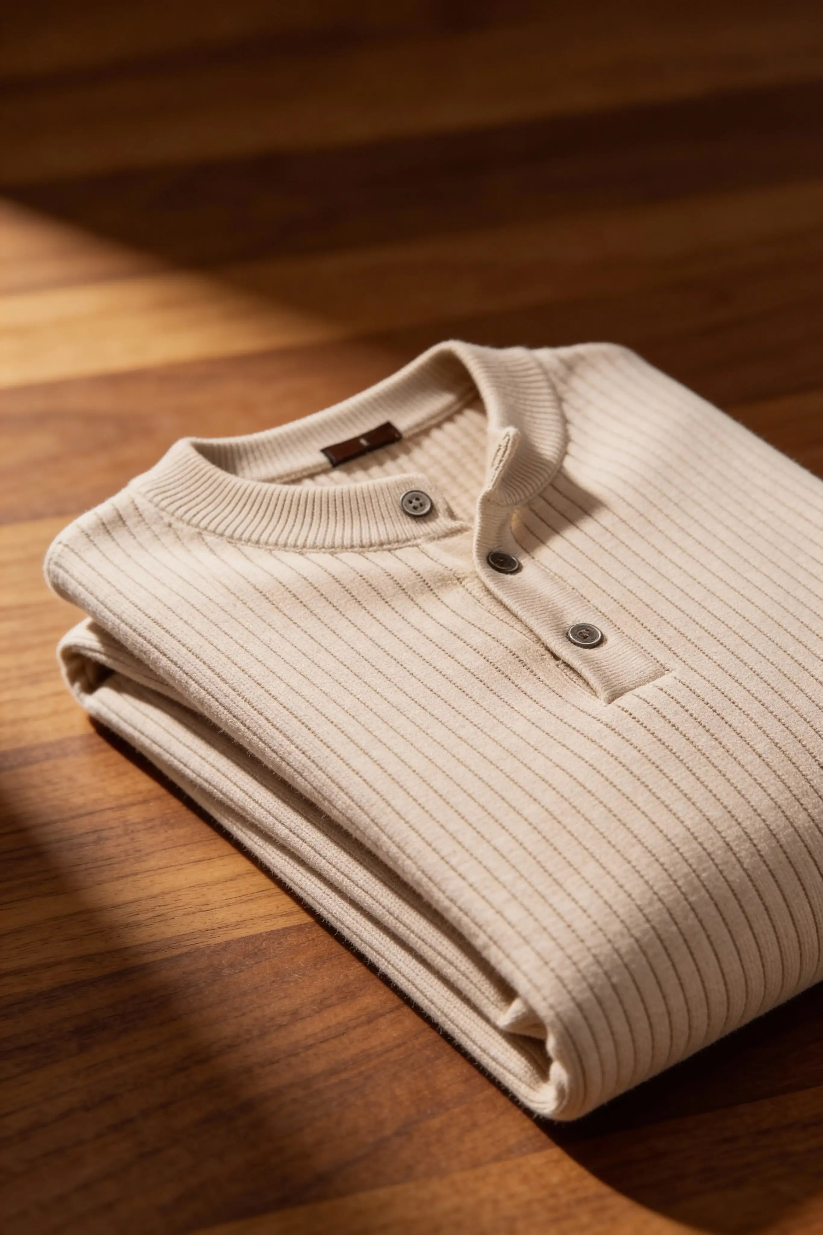 Millfield Stone Ribbed Henley