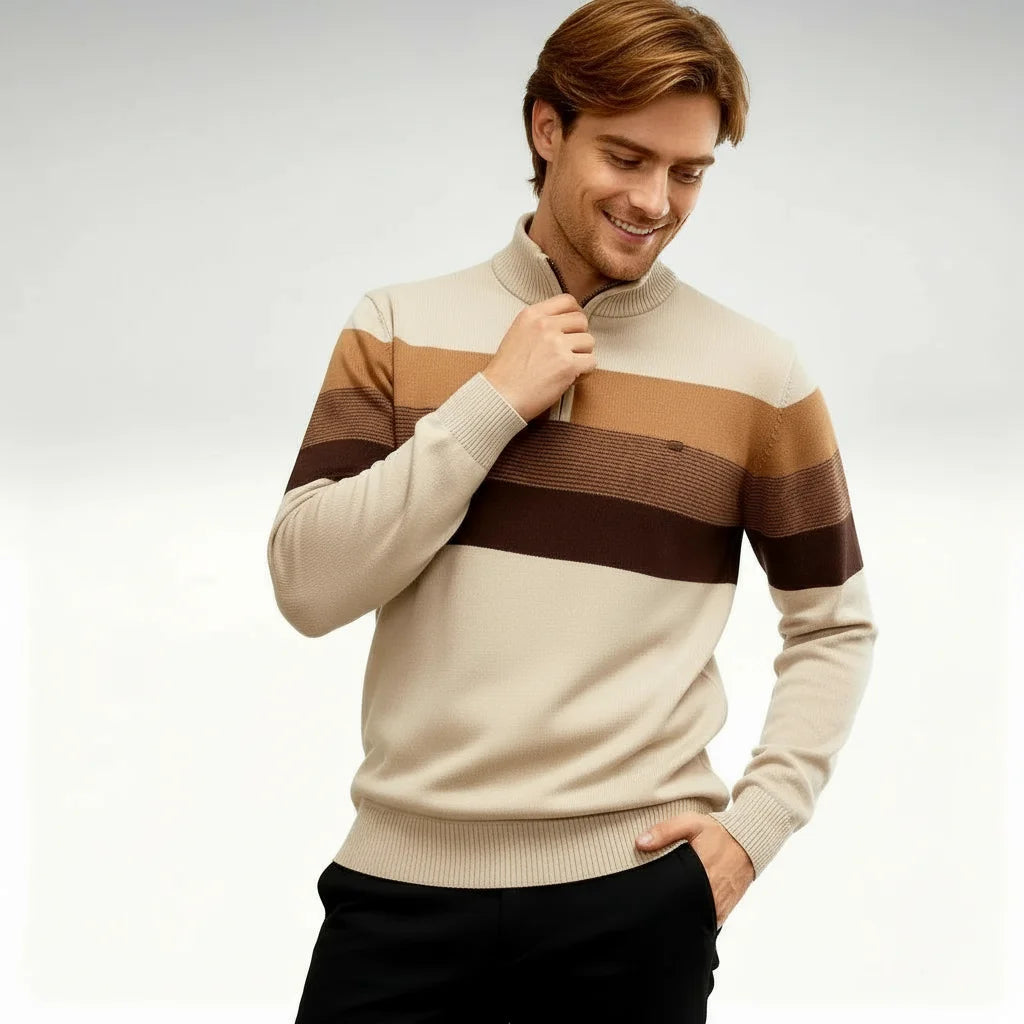 Millfield Colourblock Half‑Zip Jumper