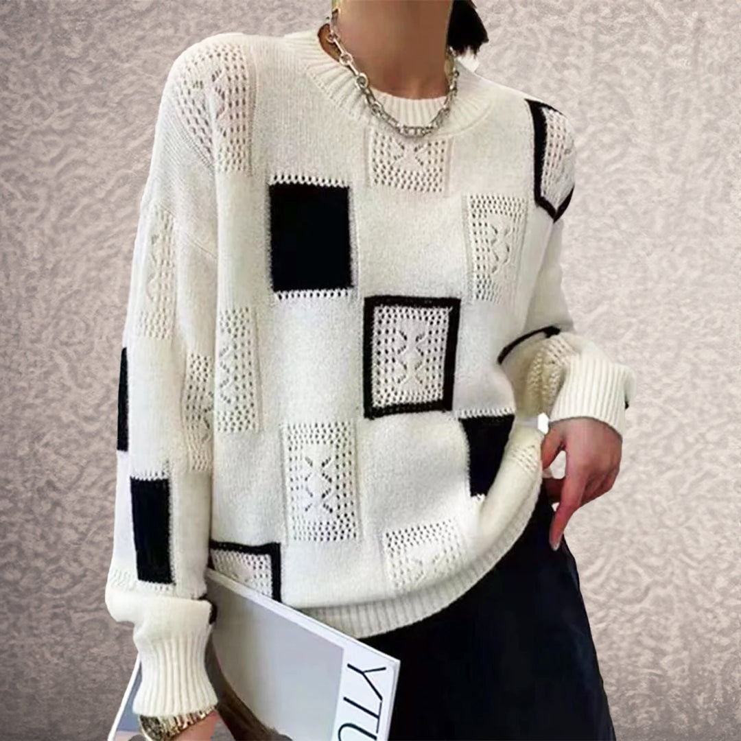 Millfield | Monochrome Patchwork Knit Jumper