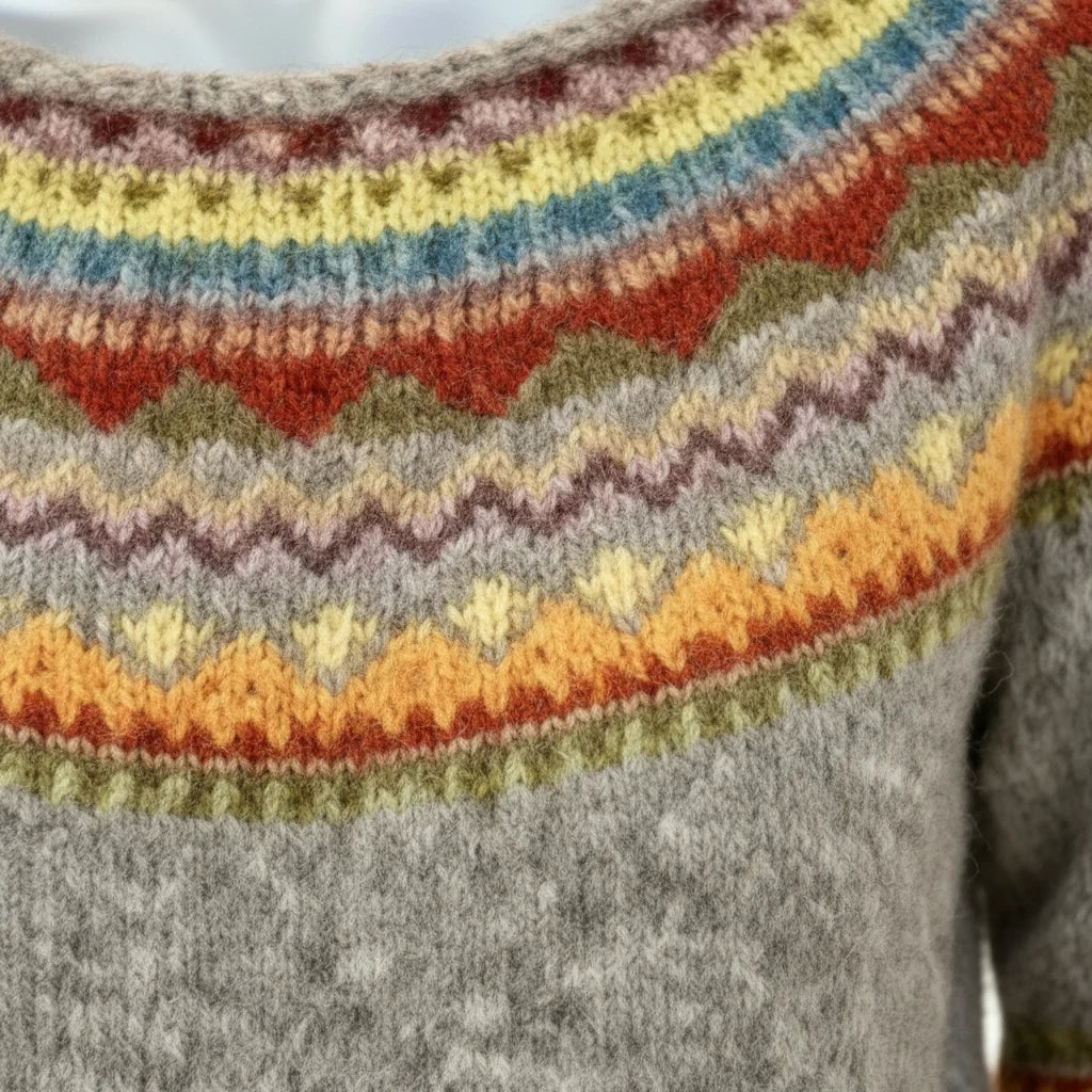 Millfield Heritage Yoke Jumper — Heather Grey Multicolour