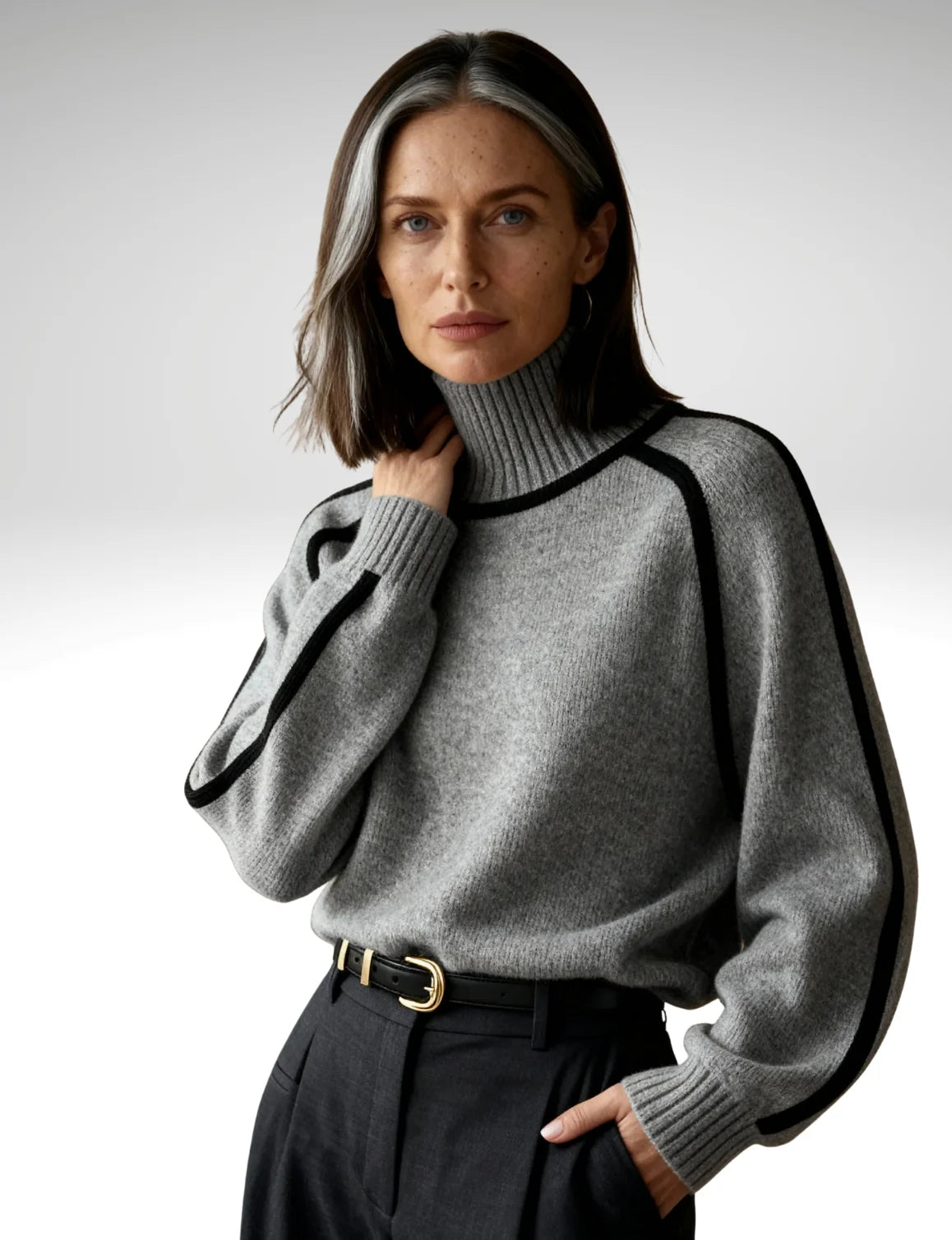 Millfield | Contrast Trim Roll-Neck Jumper