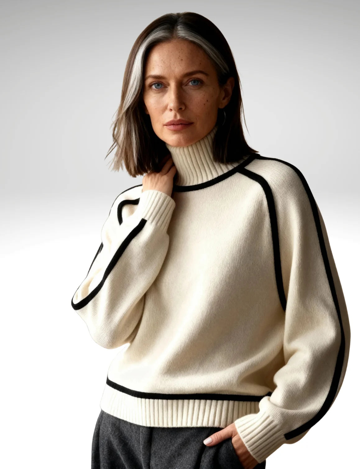 Millfield | Contrast Trim Roll-Neck Jumper
