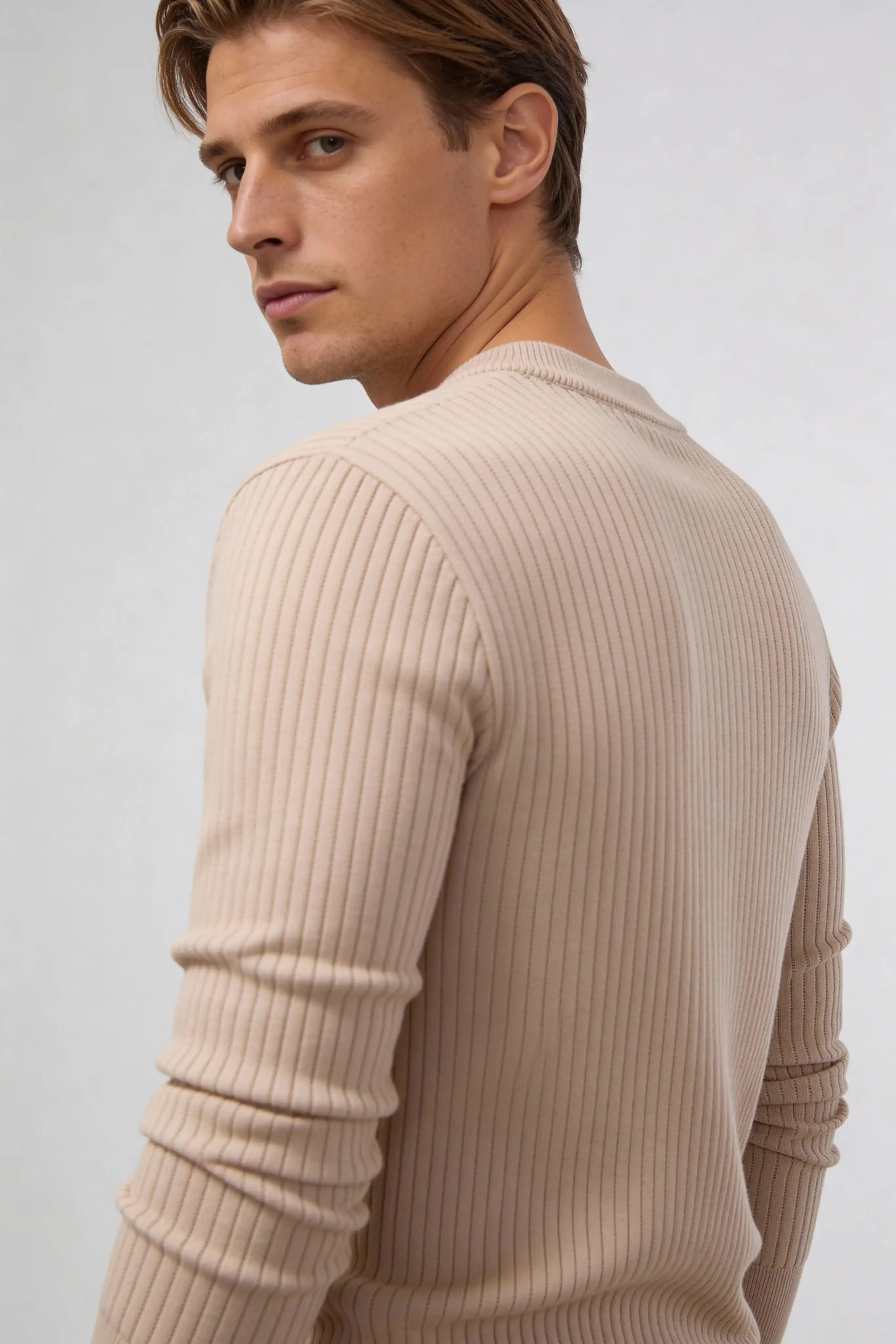 Millfield Stone Ribbed Henley