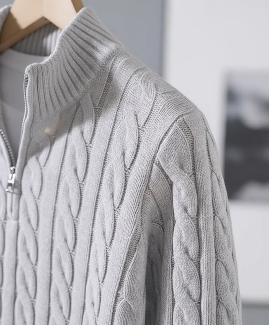 Millfield Cable Half‑Zip Jumper — Oat Melange