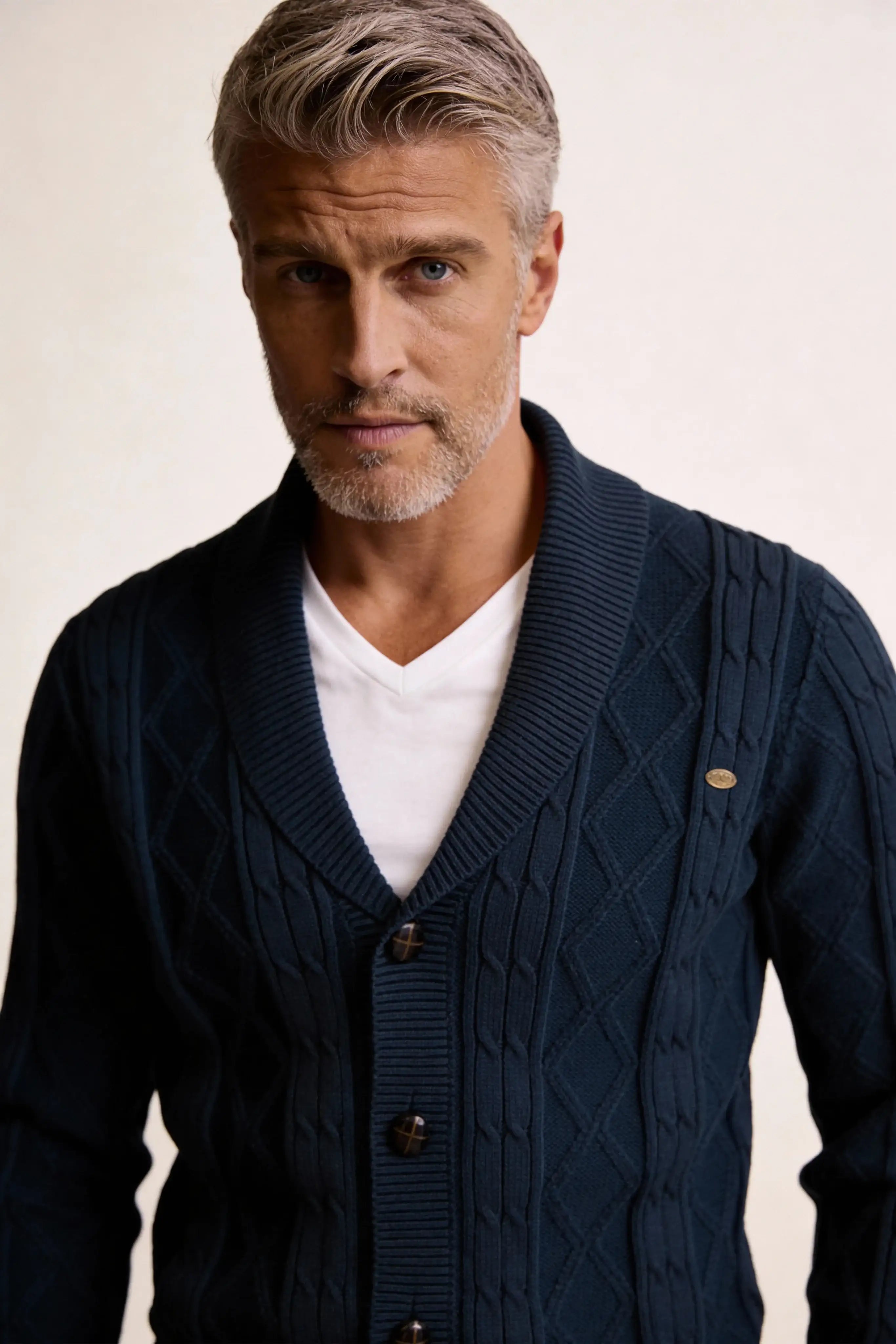 Millfield Oat Diamond Cardigan