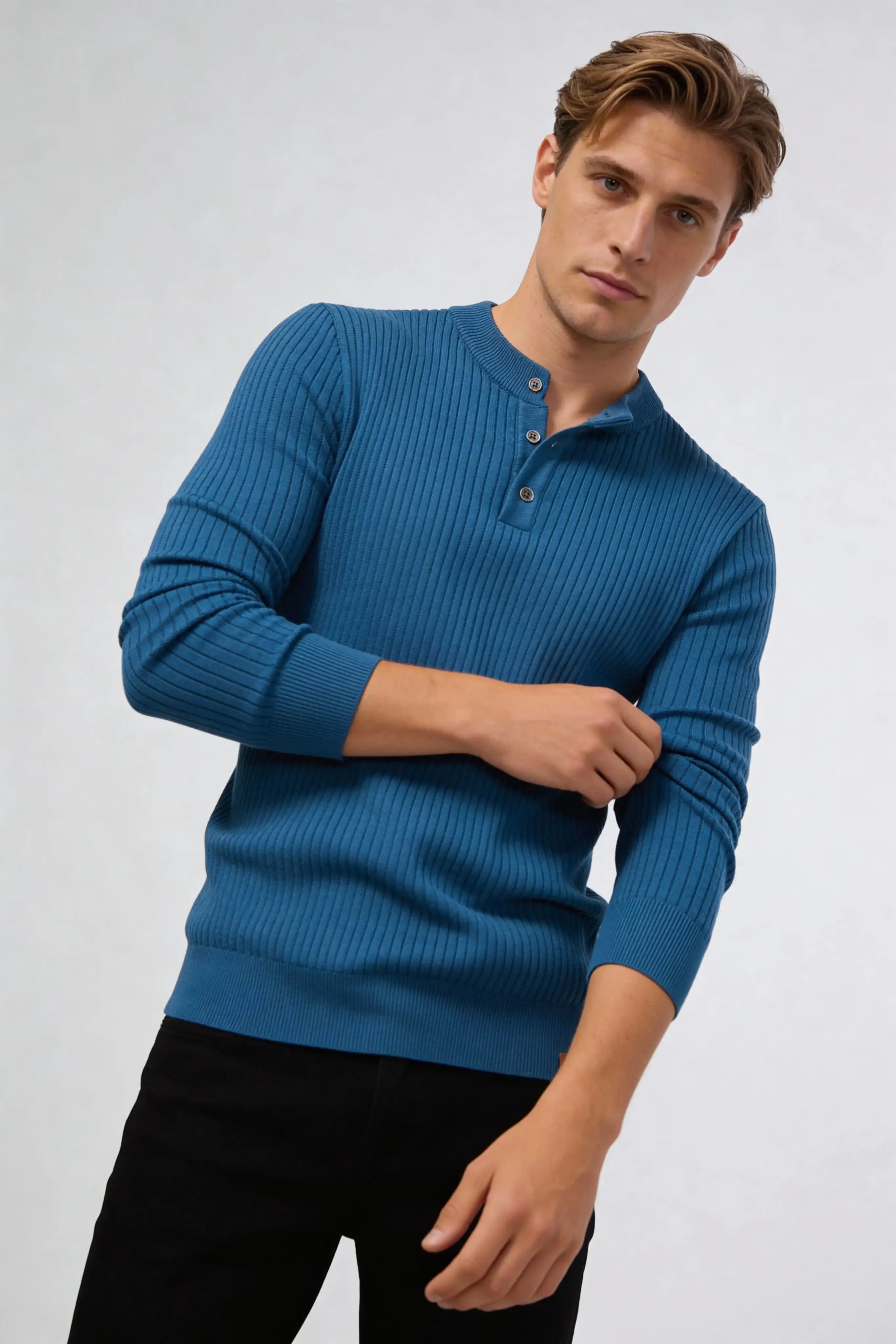 Millfield Stone Ribbed Henley