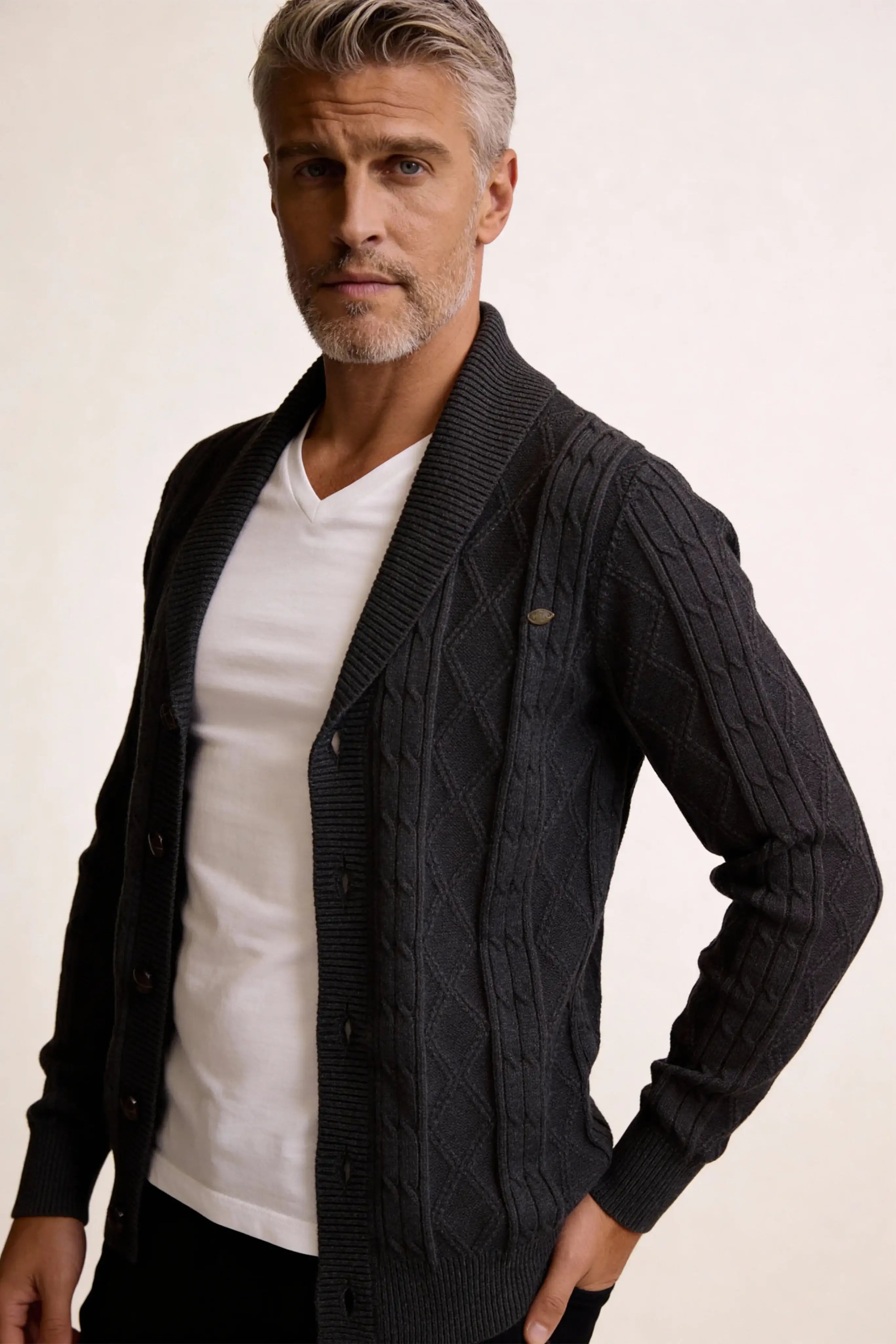 Millfield Oat Diamond Cardigan