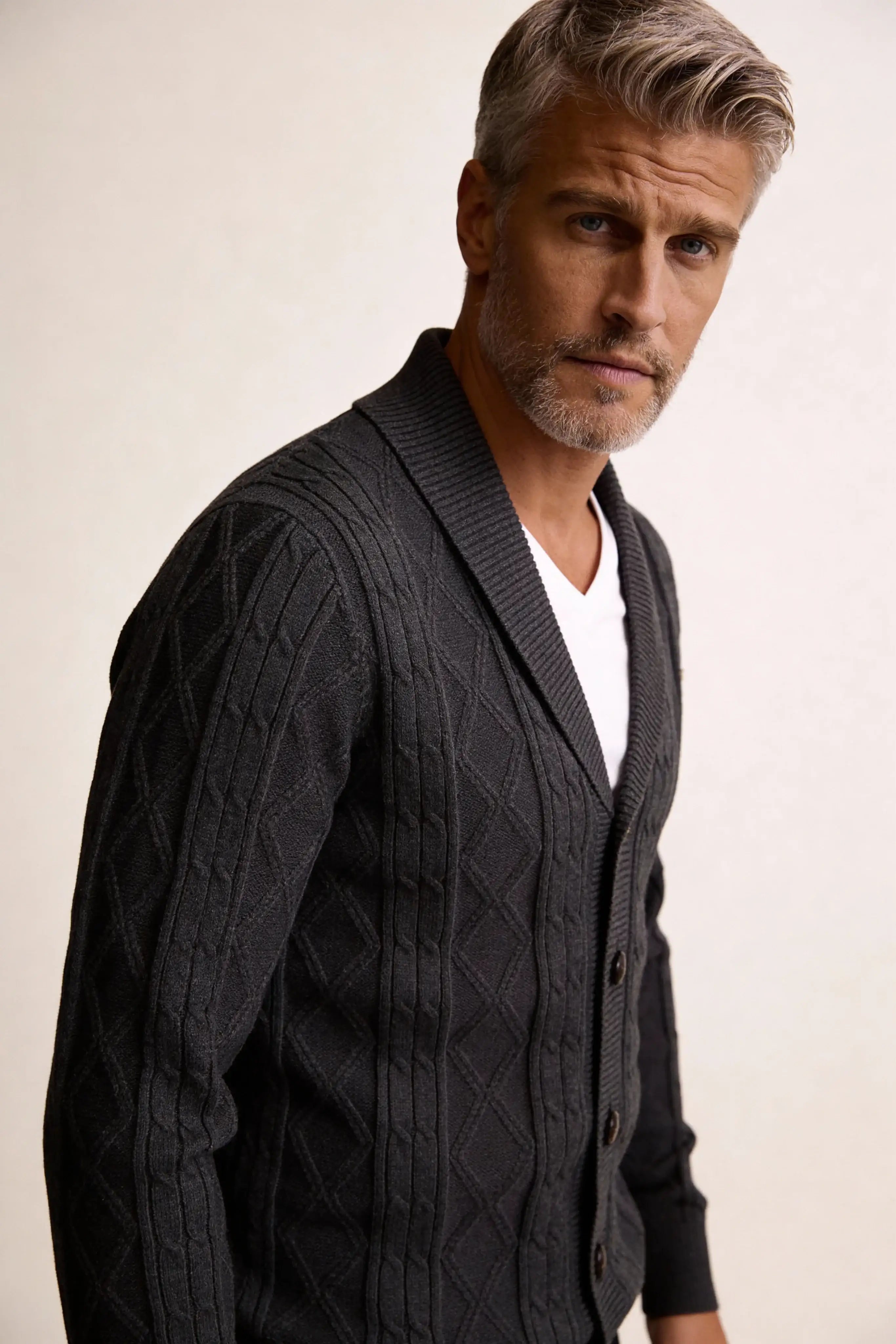 Millfield Oat Diamond Cardigan